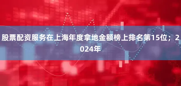 股票配资服务在上海年度拿地金额榜上排名第15位；2024年